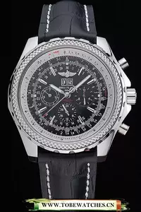 Breitling Bentley 6.75 Speed Black Dial Stainless Steel Case Black Leather Bracelet En60124