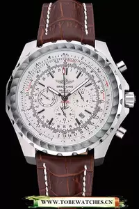 Breitling Bentley Motors T Stainless Steel Case White Dial Brown Leather Bracelet En60130