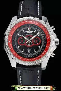 Breitling Bentley Supersports Black And Red Dial Black Leather Bracelet En60324