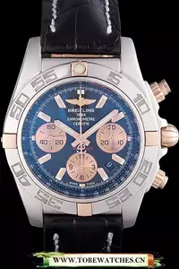 Breitling Chronomat Blue Dial With Black Leather Strap En59614