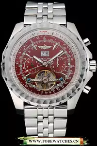 Breitling Bentley Mulliner Tourbillon Red Dial Stainless Steel Case And Bracelet En120707