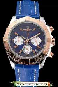 Breitling Chronomat Patrouille De France Blue Dial Stainless Steel Case Blue Leather Strap En122022