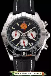 Breitling Chronomat Frecce Tricolori Black Dial Stainless Steel Case Black Leather Strap En122023