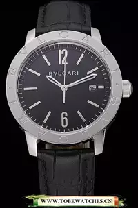 Bvlgari Solotempo Black Dial Stainless Steel Case Black Leather Strap En120713