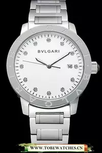 Bvlgari Solotempo White Dial With Diamonds Stainless Steel Case And Bracelet En120724