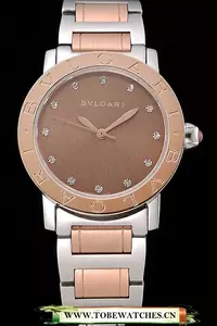 Bvlgari Solotempo Gold Dial With Diamonds Stainless Steel Case Two Tone Bracelet En120716