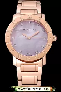 Bvlgari Solotempo Plum Dial With Diamonds Rose Gold Case And Bracelet En120718