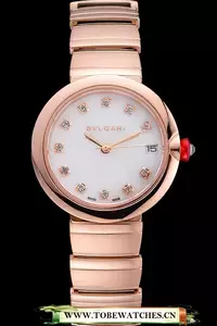 Bvlgari Lvcea White Dial Diamond Hour Markings Rose Gold Case And Bracelet En121349