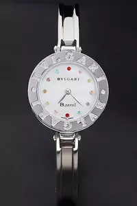 Bvlgari B.zero1 White Dial Multicolor Diamond Numerals Stainless Steel Bracelet En2711