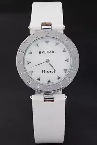 Bvlgari B.zero1 25mm White Dial Stainless Steel Case And Bezel White Leather Bracelet En2771