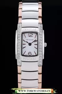 Bvlgari Assioma D 20mm White Dial Stainless Steel Case With Diamonds Two Tone Bracelet En72952