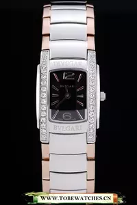Bvlgari Assioma D 20mm Black Dial Stainless Steel Case With Diamonds Two Tone Bracelet En72962