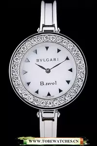 Bvlgari B.zero1 30mm White Dial Stainless Steel Case With Crystals Steel Bracelet En73032