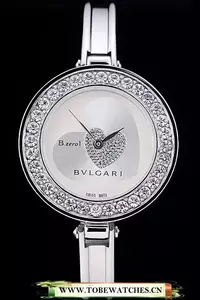 Bvlgari B.zero1 30mm Two Tone Dial With Model Steel Case With Diamonds Steel Bracelet En73072