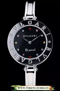 Bvlgari B.zero1 30mm Black Dial With Jewels Steel Case Black Bezel Steel Bracelet En73112