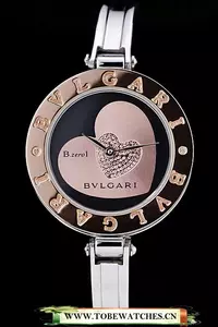 Bvlgari B.zero1 30mm Black Heart Dial Steel Case Brown Bezel Steel Bracelet En73172