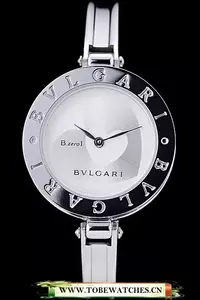 Bvlgari B.zero1 30mm White Heart Dial Steel Case Black Bezel Steel Bracelet En73192