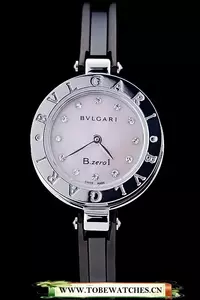 Bvlgari B.zero1 24mm Pink Dial Stainless Steel Case Black Steel Bracelet En73232