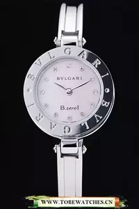 Bvlgari B.zero1 24mm Pink Dial Steel Case Black Bezel Steel Bracelet En73322