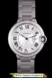 Cartier Ballon Bleu 42mm White Dial Diamonds Stainless Steel Case And Bracelet En57552