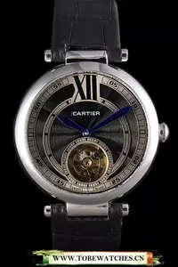 Cartier Ballon Bleu Flying Tourbillon Black Leather Strap En59522