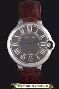 Cartier Ballon Bleu Silver Bezel With Brown Dial And Brown Leather Band En59644