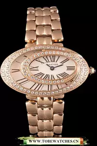 Cartier Baignoire Hypnose White Dial Diamonds Gold Case Gold Bracelet En59381