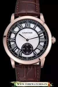 Cartier Ronde Louis White Dial Brown Leather Strap En59890