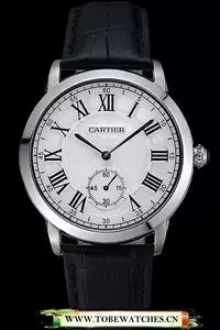 Cartier Ronde Louis White Dial Black Leather Strap En59891
