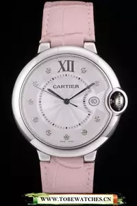 Cartier Ballon Bleu 42mm White Dial Stainless Steel Case Pink Leather Bracelet En59109