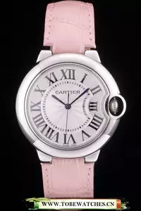 Cartier Ballon Bleu 38mm White Dial Stainless Steel Case Pink Leather Bracelet En59110