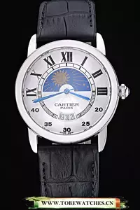 Cartier Moonphase Stainless Silver Dial White Dial En60085