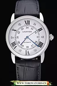 Cartier Ronde Louis Stainless Steel Case White Dial Roman And Diamond Numerals En60087