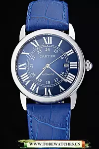 Cartier Ronde Solo Stainless Steel Case Blue Dial Roman Numerals En60090