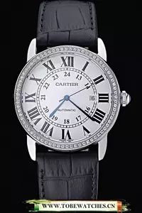 Cartier Ronde Solo Stainless Steel Diamond Case White Dial Roman Numerals En60092