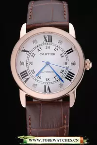 Cartier Ronde Louis Gold Case White Dial Roman And Diamond Numerals En60097