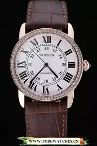 Cartier Ronde Solo Gold Diamond Case White Dial Roman Numerals En60103