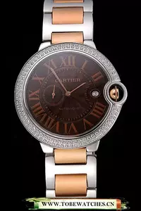 Cartier Ballon Bleu Diamond Case Brown Dial Two Tone Bracelet En60600