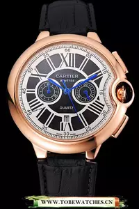 Cartier Ballon Bleu Black Dial Gold Case Black Leather Strap En121363