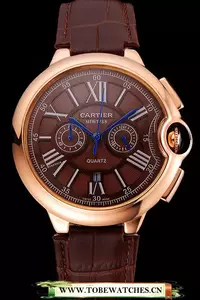Cartier Ballon Bleu Brown Dial Gold Case Brown Leather Strap En121364