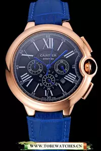 Cartier Ballon Bleu Blue Dial Gold Case Blue Leather Strap En121365