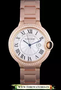 Cartier Ballon Bleu 42mm White Dial Diamonds Pink Gold Case And Bracelet En4881