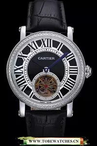Cartier Rotonde Flying Tourbillon Diamonds Black Dial En59867