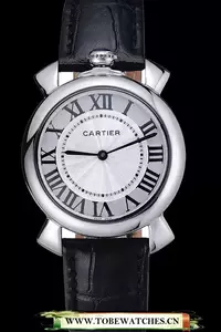 Cartier Rotonde Top Blue Crown Black Leather Bracelet En59889