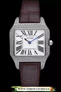 Cartier Santos 100 Diamond Silver Bezel En59823