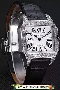 Cartier Santos 100 Diamond Silver Bezel En59824