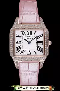 Cartier Santos 100 Diamond Rose Gold Bezel En59830