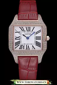 Cartier Santos 100 Diamond Rose Gold Bezel En59832