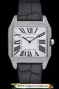 Cartier Santos 100 Diamond Silver Bezel En59839