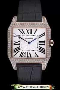 Cartier Santos 100 Diamond Rose Gold Bezel En59840